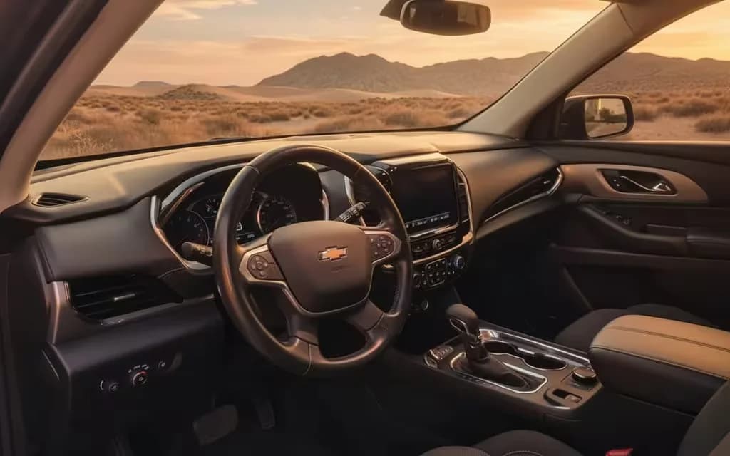 Chevrolet Traverse 2022 dashboard and infotainment – rental in Dubai