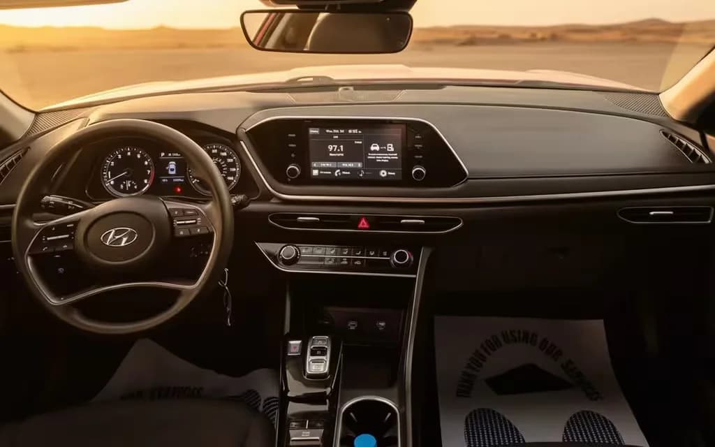 Hyundai Sonata 2021 dashboard and infotainment – rental in Dubai
