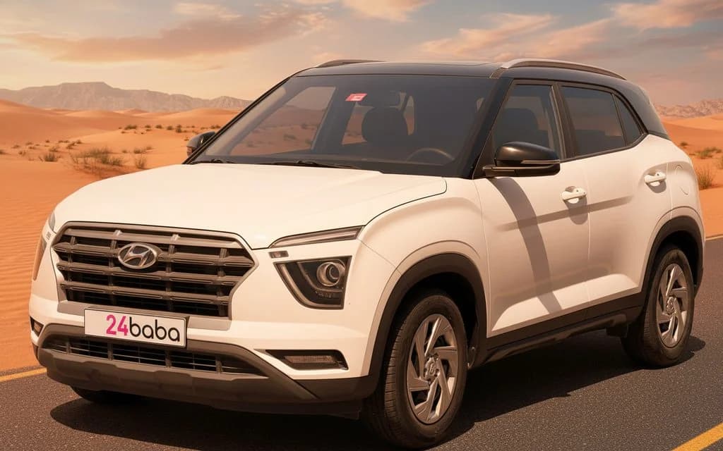 Hyundai Creta 2024 White front view with headlights