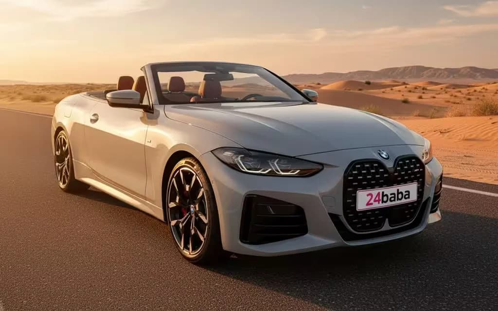 Bmw 430 2025 Grey front view with headlights – rental in Dubai