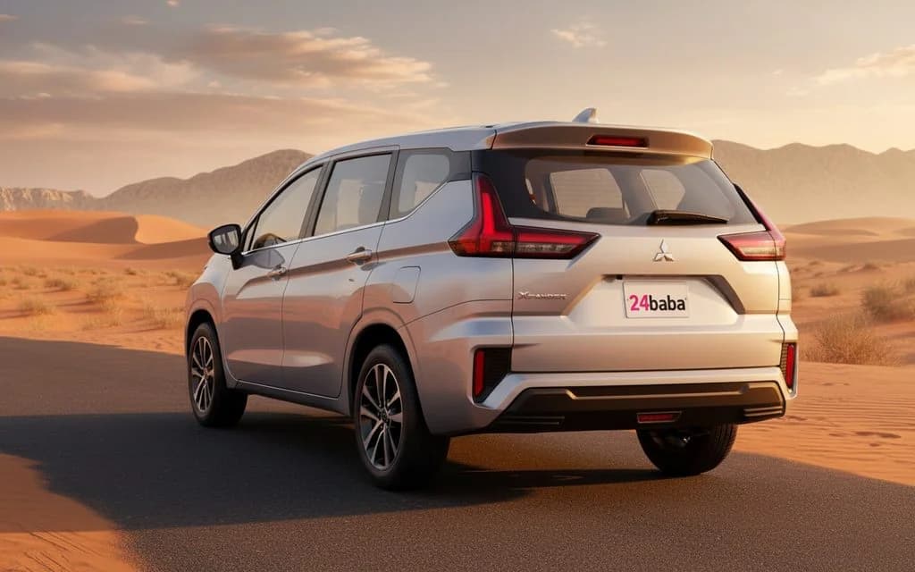 Mitsubishi Xpander 2024 Silver rear view showing taillights – rental in Dubai