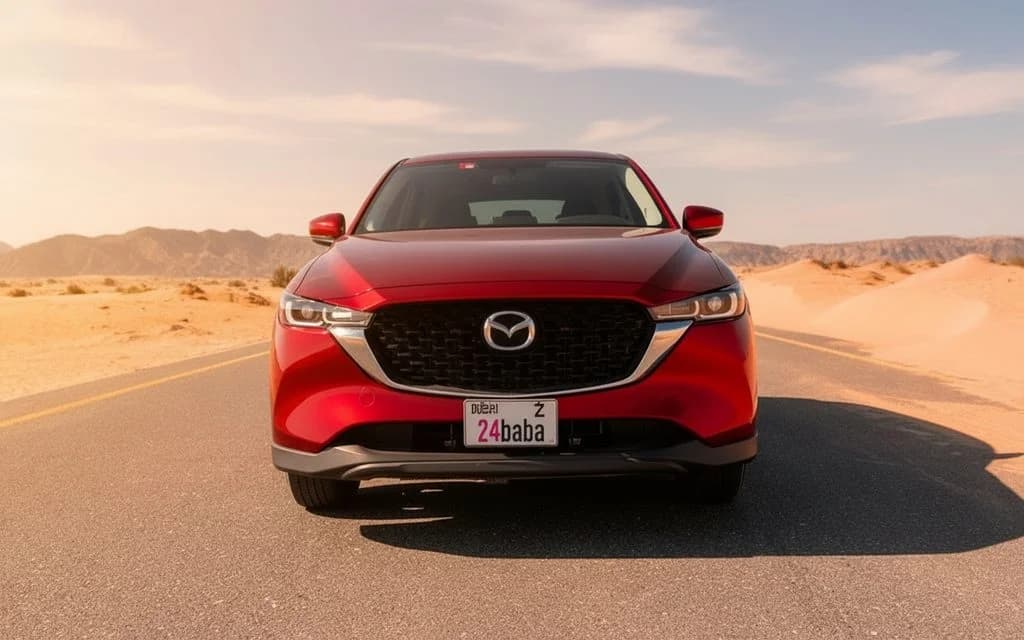 Mazda Cx 5 2023 Red front view with headlights – rental in Dubai