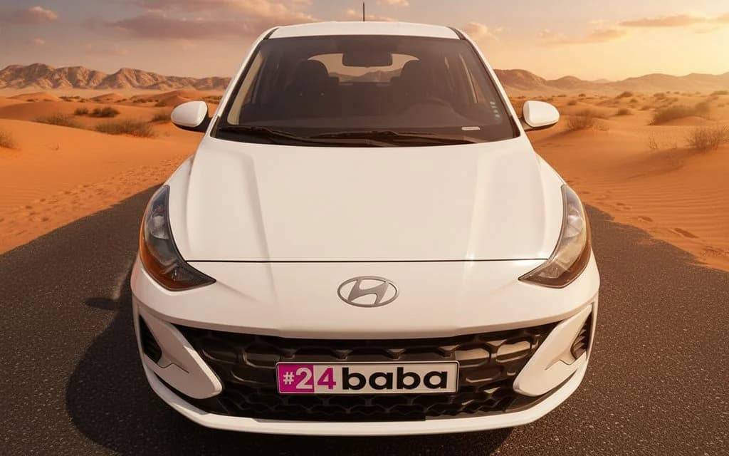 Hyundai GrandI10 2025 White front view with headlights