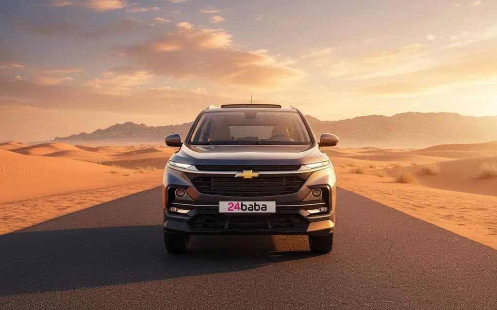 Chevrolet Captiva 2024 Grey front view with headlights – rental in Dubai