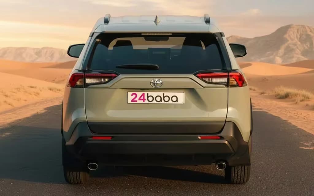 Toyota Rav4 2022 Green rear view showing taillights – rental in Dubai