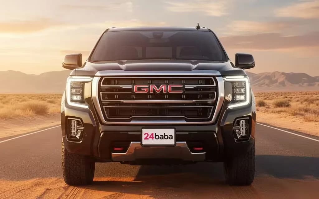Gmc Yukon 2024 Black front view with headlights – rental in Dubai
