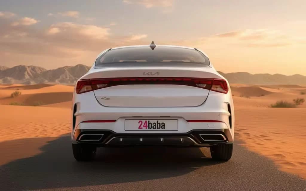 Kia K5 2022 White rear view showing taillights