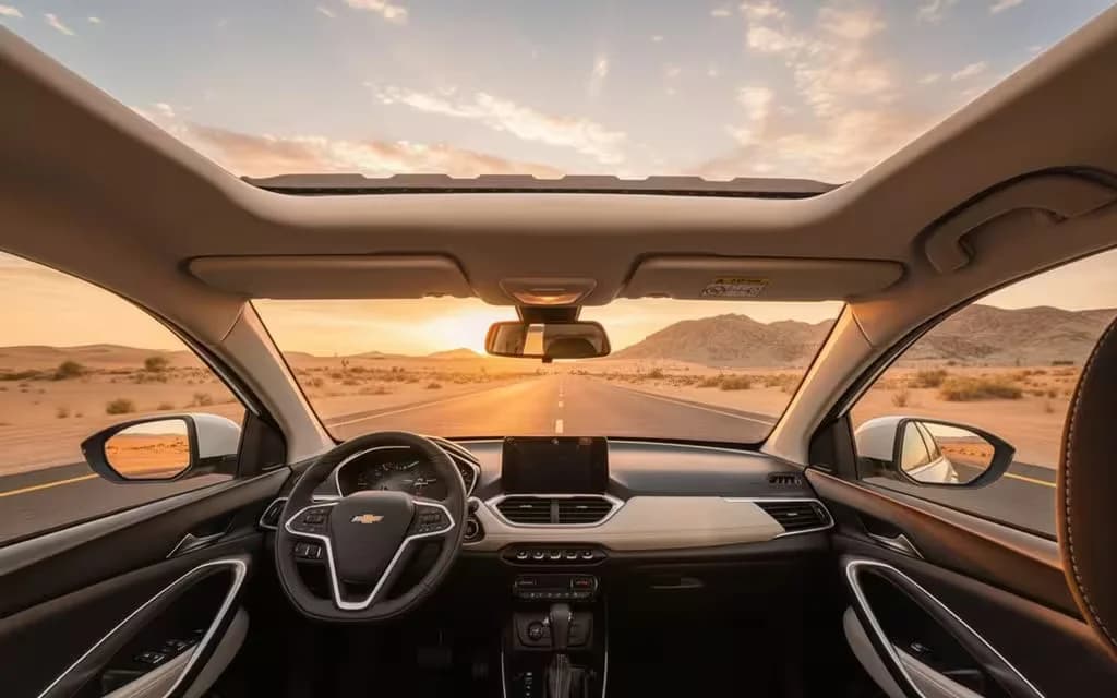 Chevrolet Captiva 2023 interior view showing trim – rental in Dubai