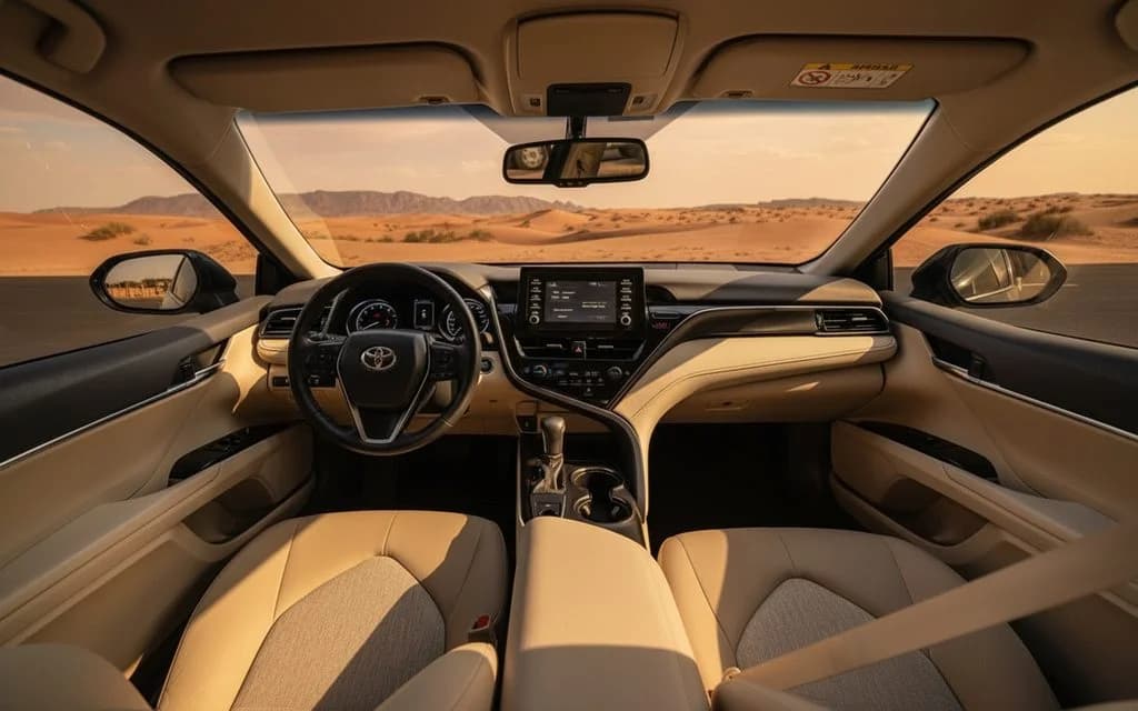 Toyota Camry 2023 dashboard and infotainment – rental in Dubai