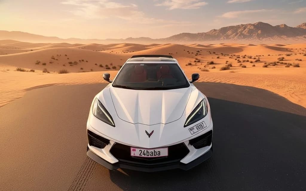 Chevrolet Corvette 2023 White front view with headlights