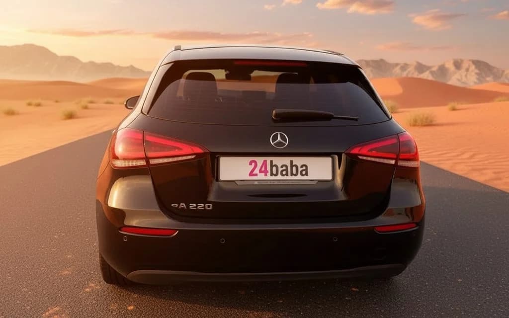 Mercedes A220 2021 Black rear view showing taillights