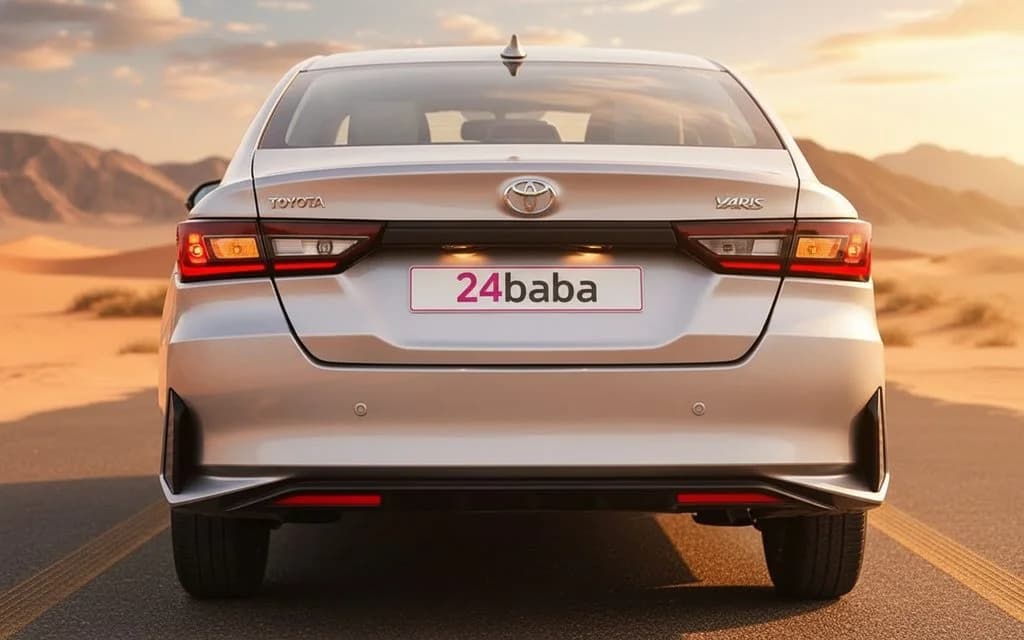Toyota Yaris 2023 Silver rear view showing taillights – rental in Dubai