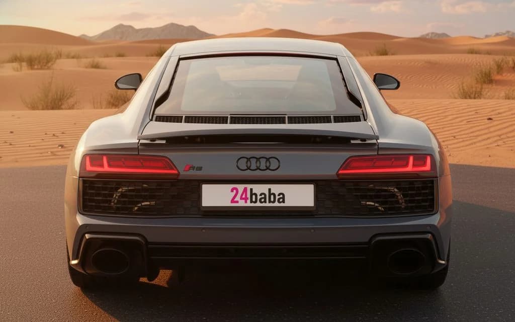 Audi R8 2022 Blue rear view showing taillights