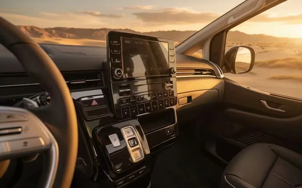 Hyundai Staria 2023 dashboard and infotainment – rental in Dubai
