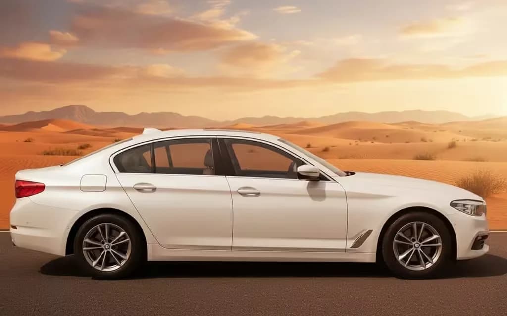 Bmw 520 2024 White side profile – rental in Dubai