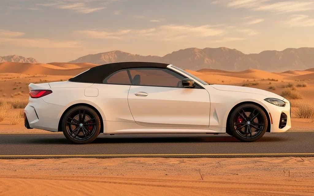 Bmw 430 2024 White side profile – rental in Dubai