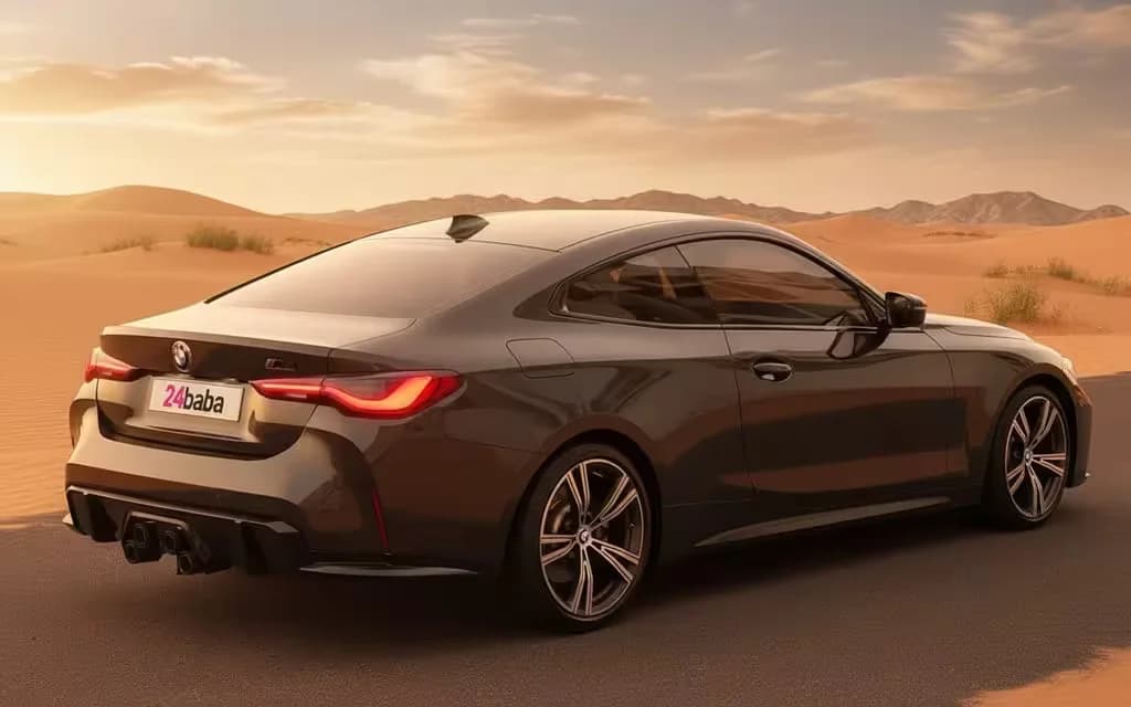 Bmw 430 2021 Green rear view showing taillights – rental in Dubai