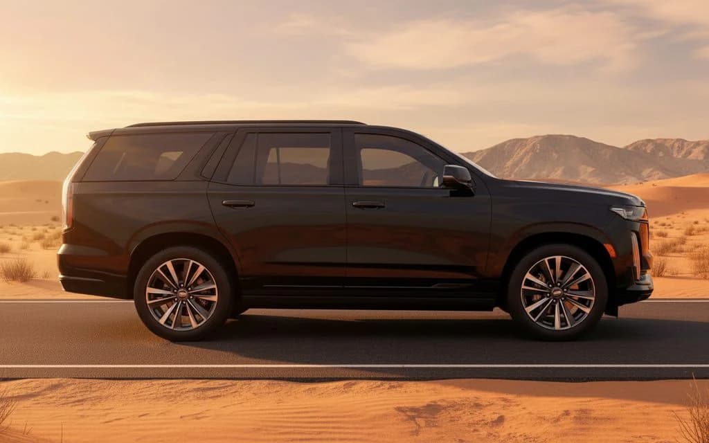 Cadillac Escalade 2025 Black side profile – rental in Dubai