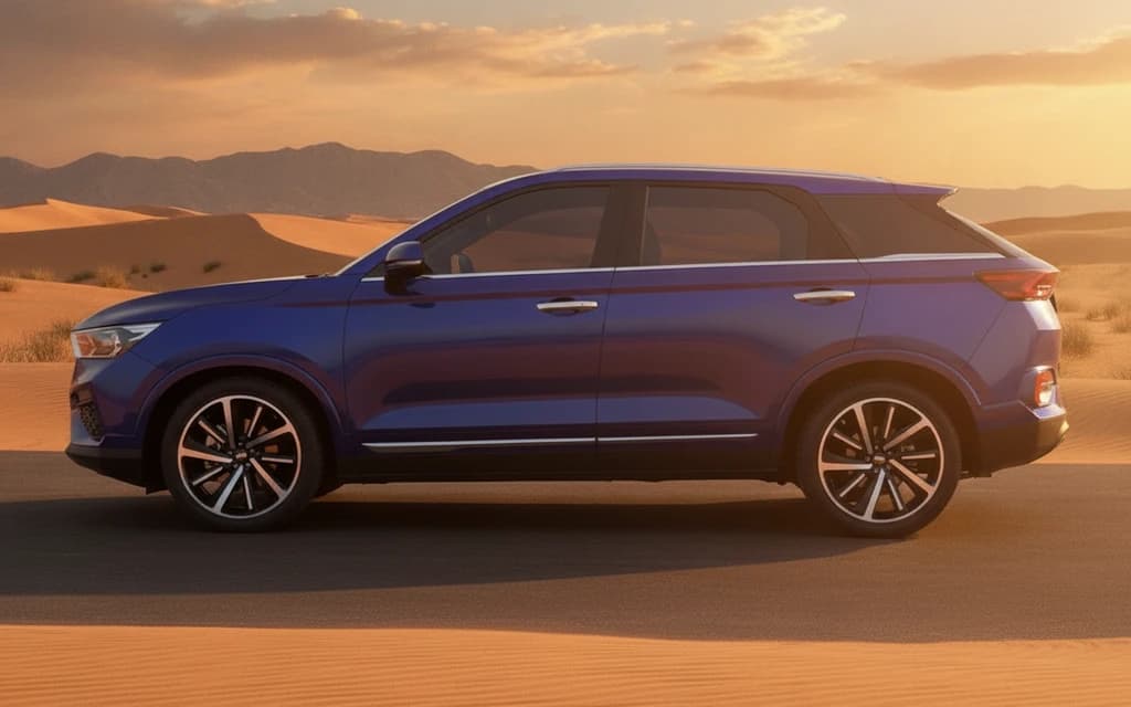 Bestune T77 2024 Blue side view – rental in Dubai