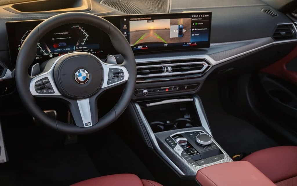BMW 420i 2024 Blue dashboard view – rental in Dubai