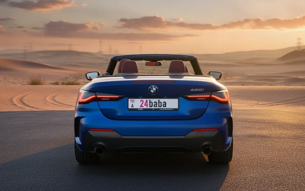 BMW 420i 2024 Blue rear view – rental in Dubai