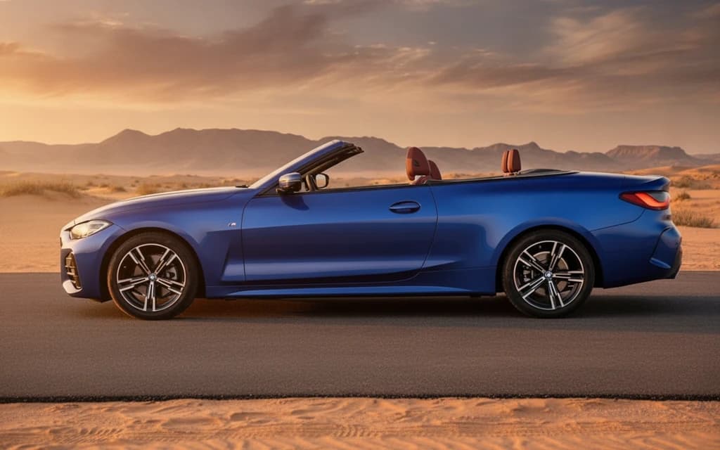 BMW 420i 2024 Blue side view – rental in Dubai