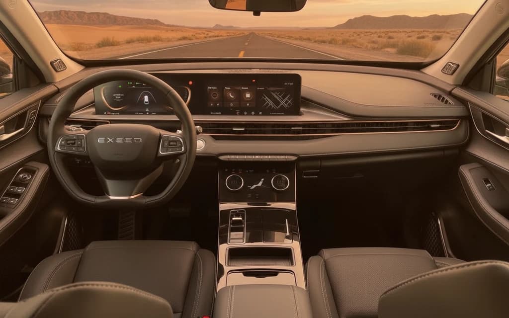 Exeed LX 2024 Gray dashboard view – rental in Dubai