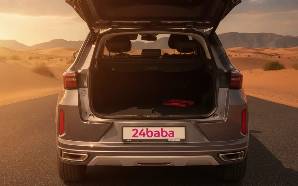 Exeed LX 2024 Gray trunk space – rental in Dubai