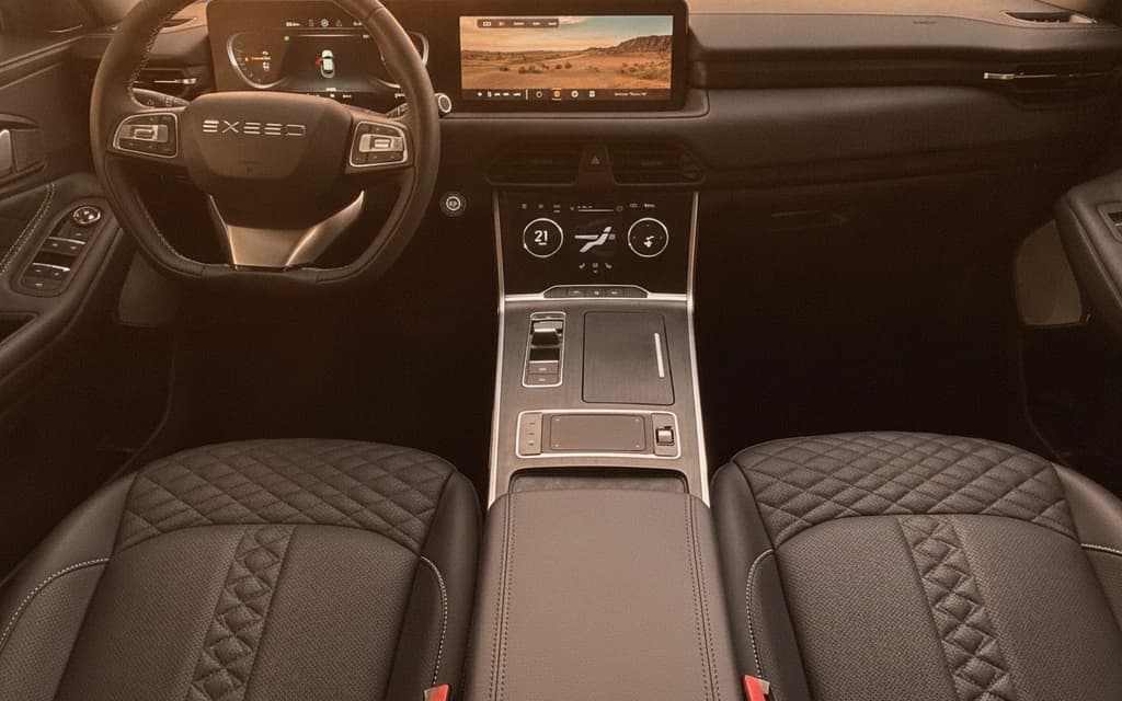 Exeed TXL 2024 Light Gray dashboard view – rental in Dubai