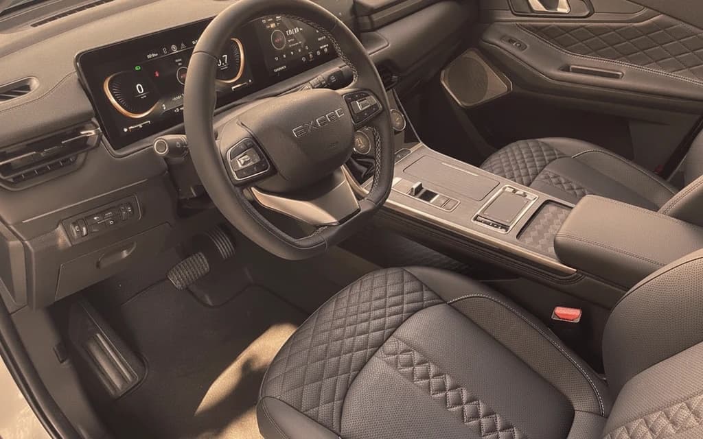 Exeed TXL 2024 Light Gray interior view – rental in Dubai
