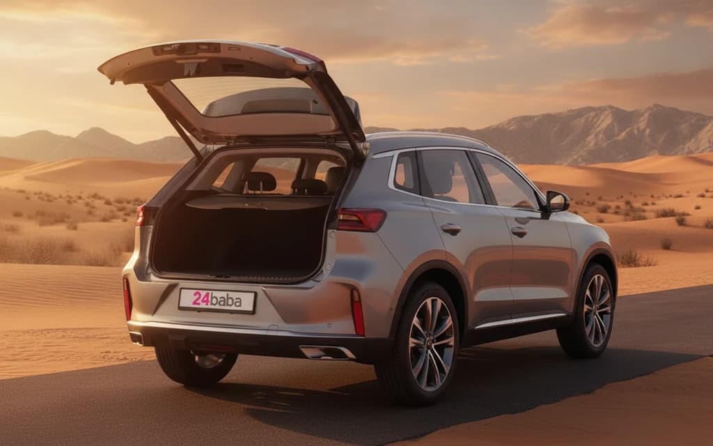 Exeed TXL 2024 Light Gray trunk space – rental in Dubai