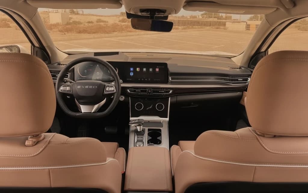 Exeed VX 2024 White dashboard view – rental in Dubai