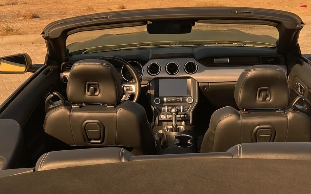 Ford Mustang 2022 Gold interior view – rental in Dubai