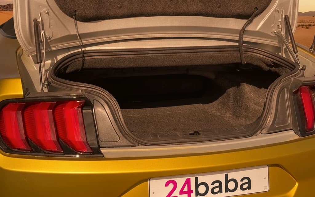 Ford Mustang 2022 Gold trunk space – rental in Dubai