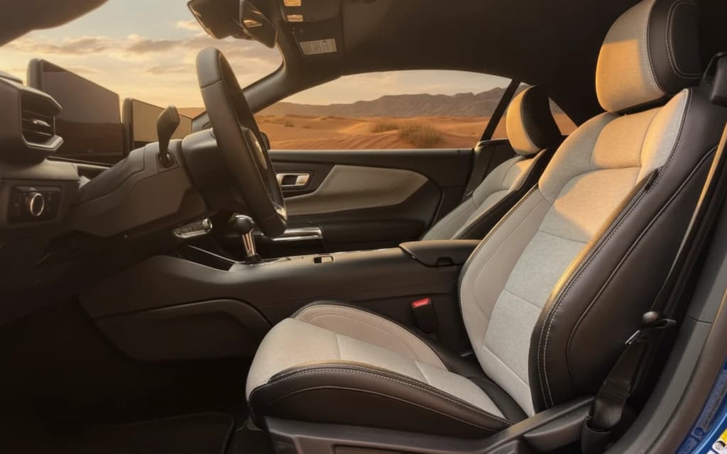 Ford Mustang 2024 Blue front seats – rental in Dubai
