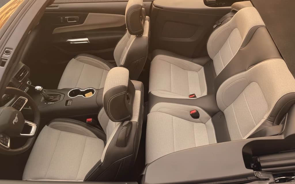 Ford Mustang 2024 Blue rear seats – rental in Dubai