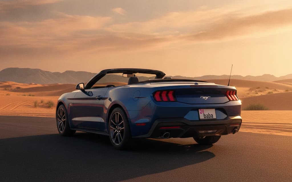 Ford Mustang 2024 Blue rear view – rental in Dubai