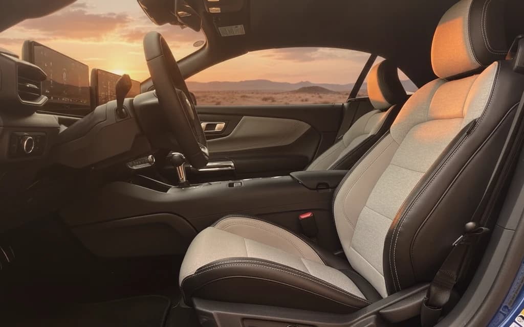 Ford Mustang 2024 Blue front seats – rental in Dubai