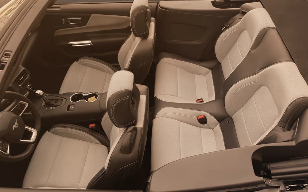 Ford Mustang 2024 Blue rear seats – rental in Dubai