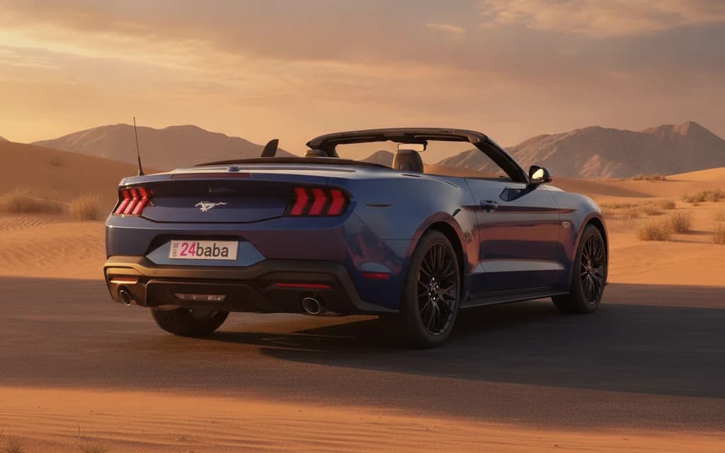 Ford Mustang 2024 Blue rear view – rental in Dubai
