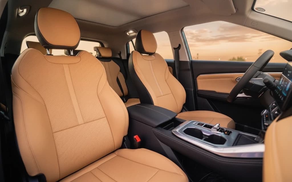 GAC GS3 Emzoom 2025 Aqua Blue front seats – rental in Dubai