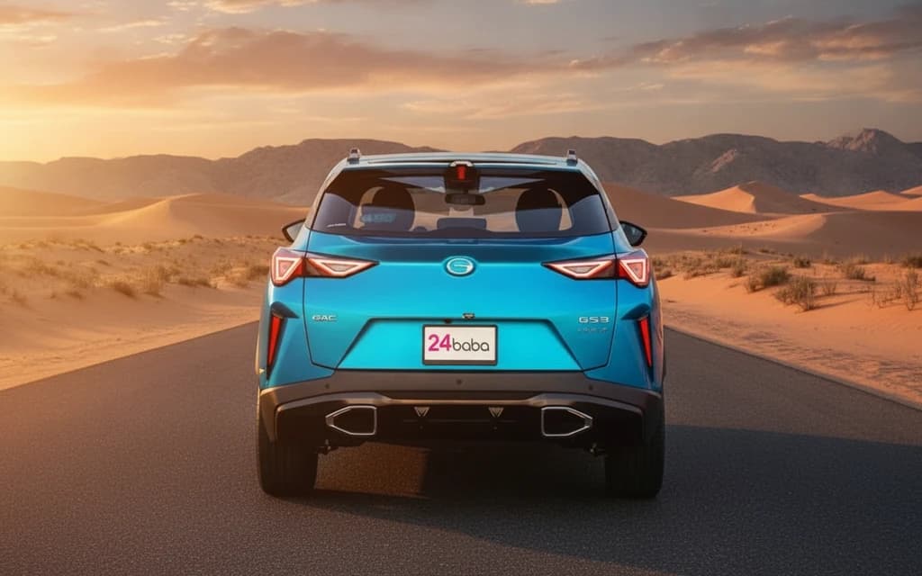 GAC GS3 Emzoom 2025 Aqua Blue rear view – rental in Dubai