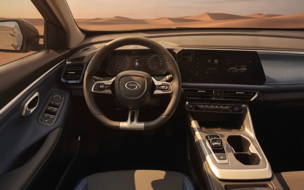 GAC GS3 Emzoom 2026 Gray dashboard view – rental in Dubai