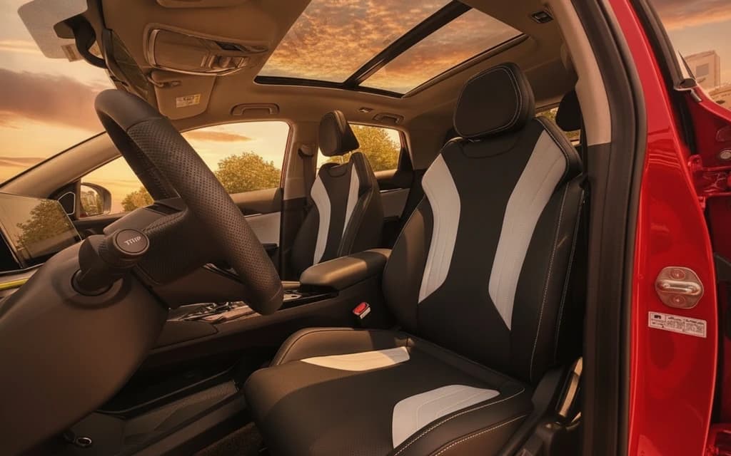 Geely Coolray 2024 Red front seats – rental in Dubai