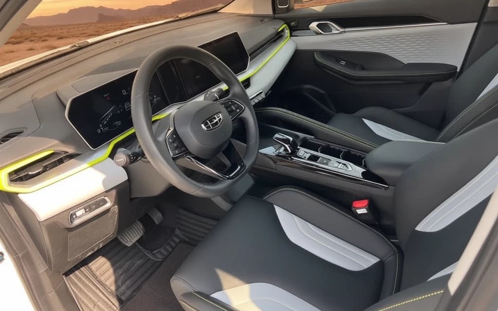 Geely Coolray 2024 White interior view – rental in Dubai