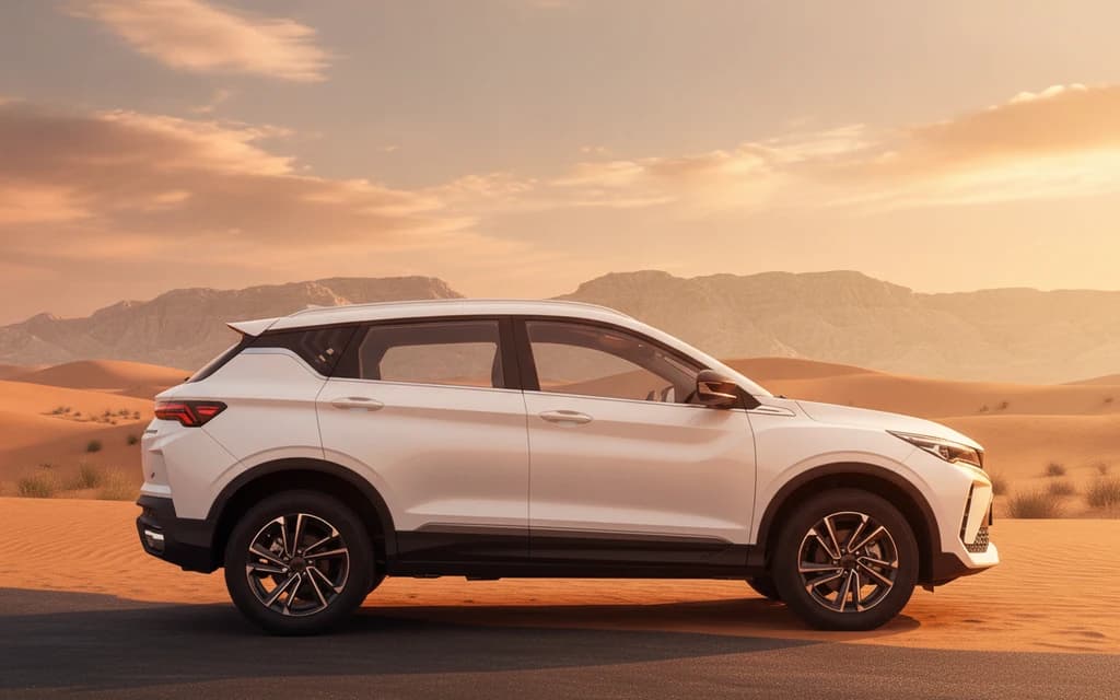 Geely Coolray 2024 White side view – rental in Dubai
