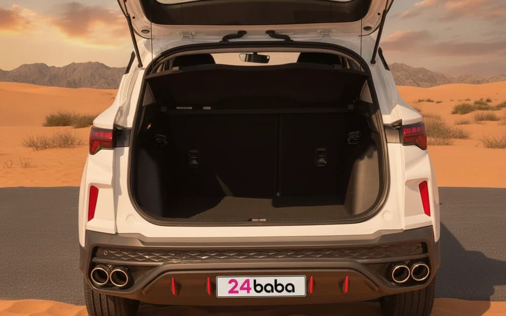 Geely Coolray 2024 White trunk space – rental in Dubai
