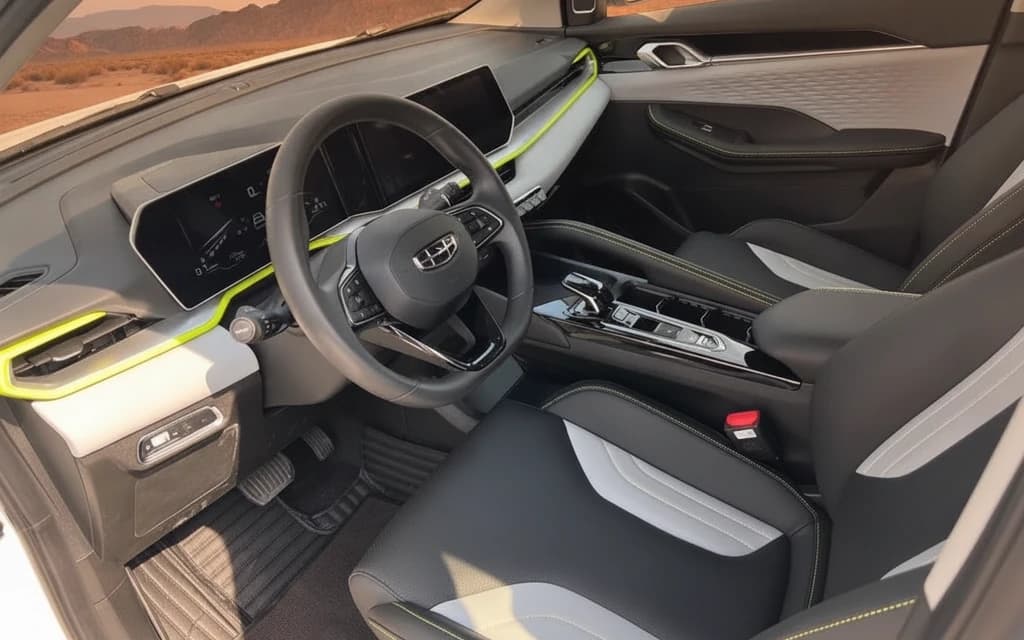 Geely Coolray 2024 White interior view – rental in Dubai