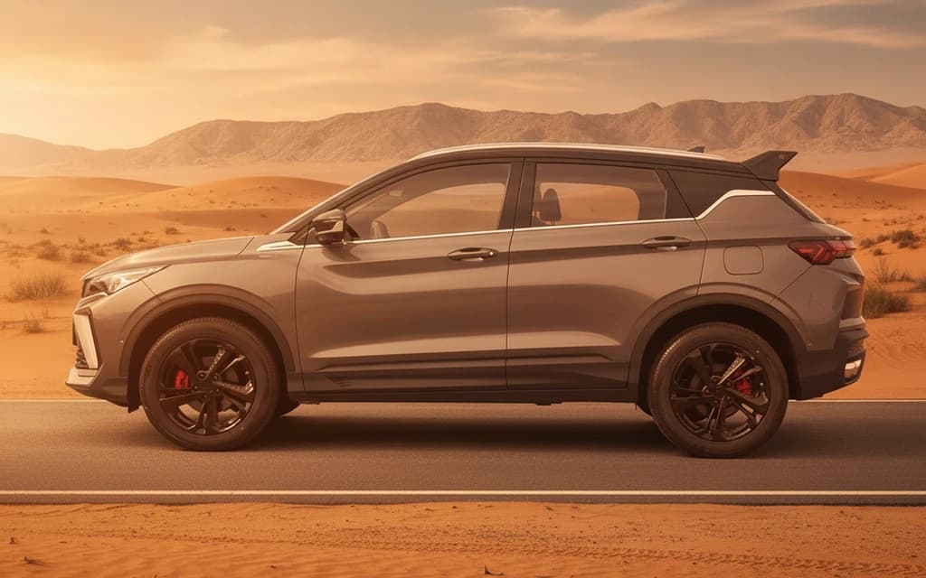 Geely Coolray 2025 Gray side view – rental in Dubai