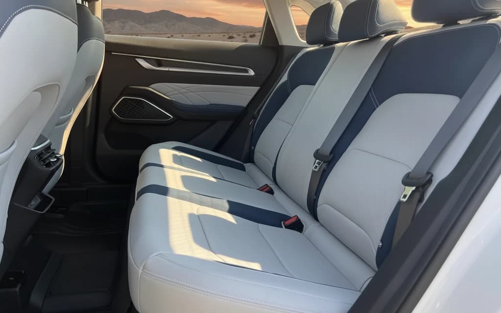 Geely Emgrand 2024 White rear seats – rental in Dubai